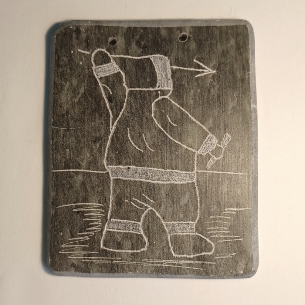 Soapstone Scrimshaw Etched Carving Wall Hanging DIMU Signed Dieter Muckenheim